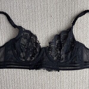 Guoeappa 36C black lace underwire sheer sexy unlined Bra